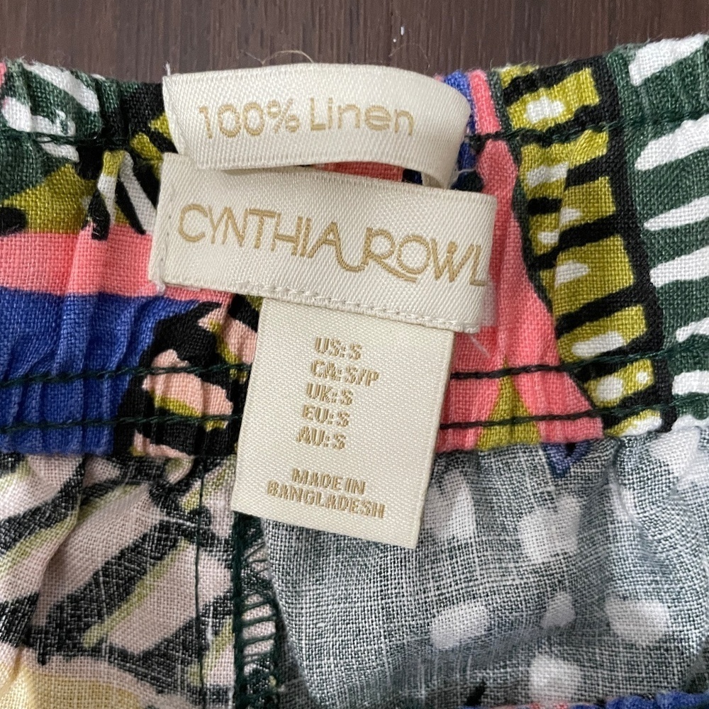 100% Linen Cynthia Rowley Tropical/Floral Summer Wide Leg Pants - Size Small - Picture 7 of 8